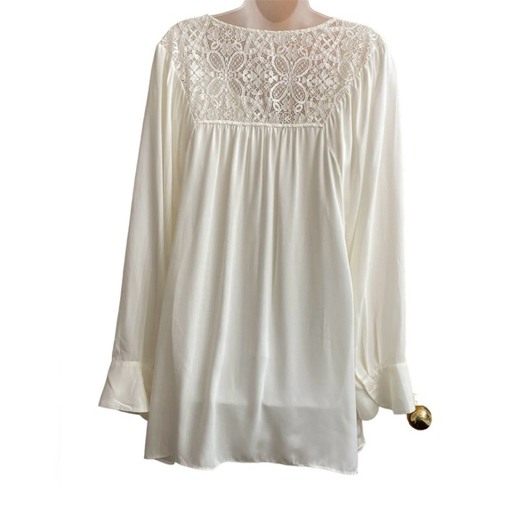 NWT - A MTL 1980 Women’s Long Sleeve Cowl Neck Lace Back White Top Size 3X - Picture 3 of 17